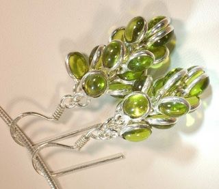 pendientes Peridoto plata alemana 100%