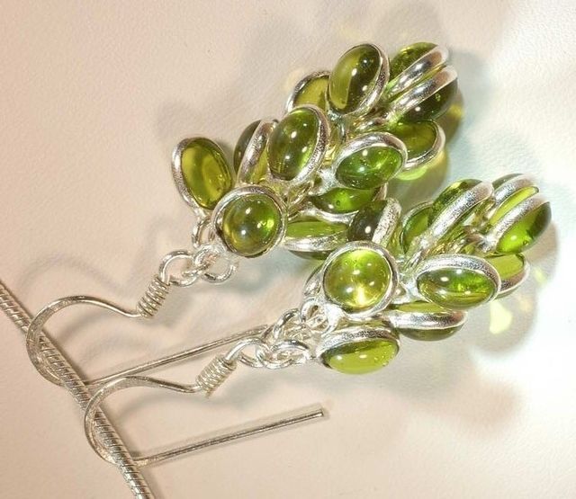 pendientes Peridoto plata alemana de ley 100%