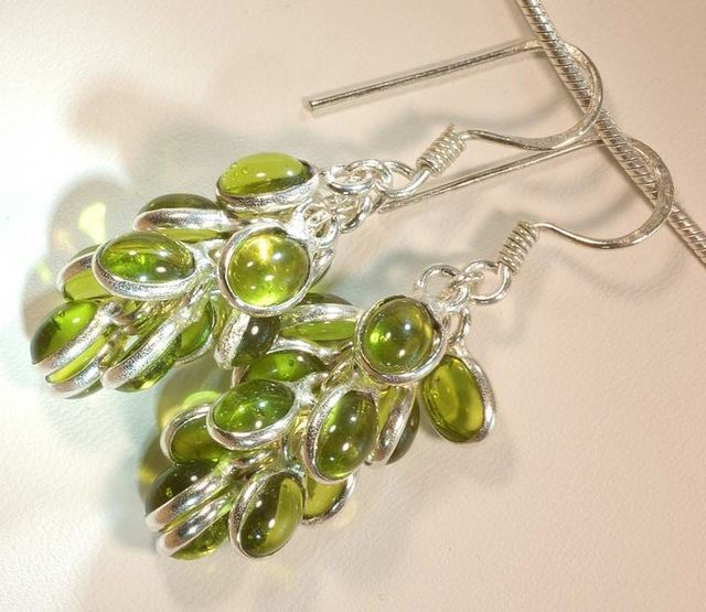 pendientes Peridoto plata alemana de ley 100%