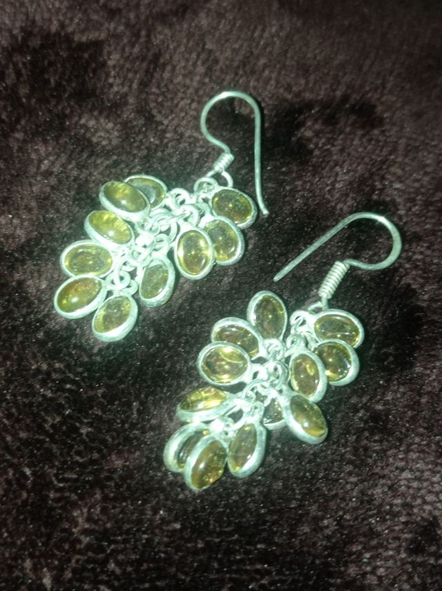 pendientes Peridoto plata alemana de ley 100%