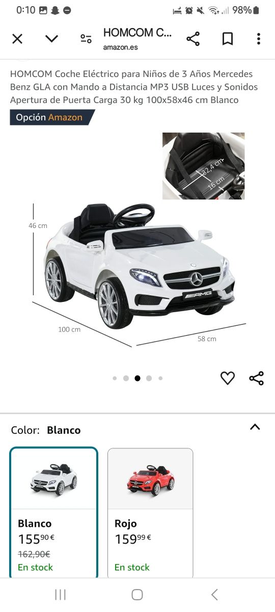 Coche AMG mercedes blanco niños