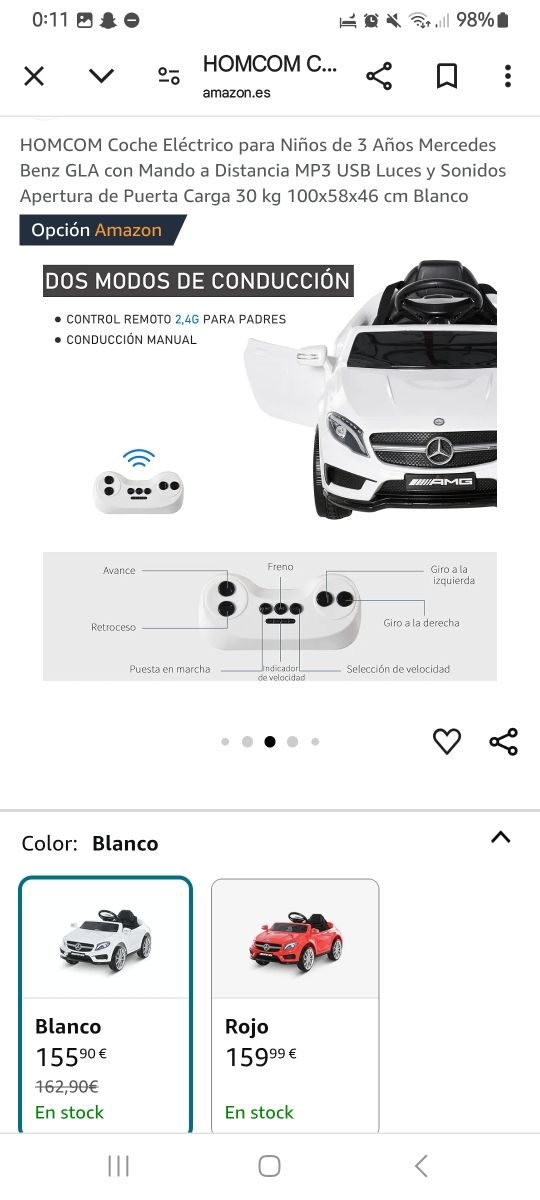 Coche AMG mercedes blanco niños