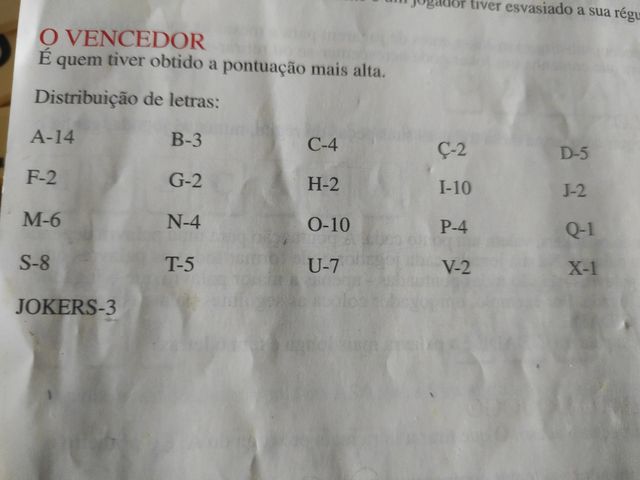 Jogo rummikub de palavras