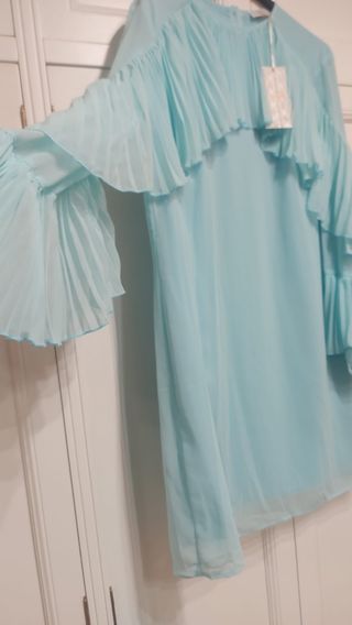 Vestido eventos fiesta ceremonia azul verdoso L-XL