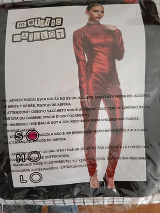 Mono rojo metálico mujer para disfraz