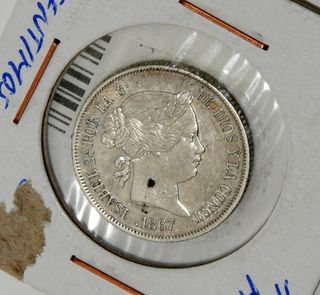 MONEDA 40 CENTIMOS ESCUDO ISABEL II 1867 MADRID