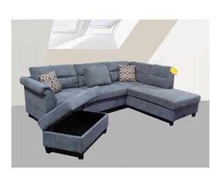 Stain-resistant corner Sofa with pouf