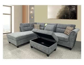 Stain-resistant corner Sofa with pouf