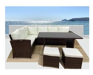 Sofa rinconera con mesa para exterior