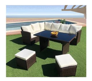 Sofa rinconera con mesa para exterior