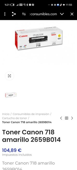 Toner Canon 718,cuatro colores