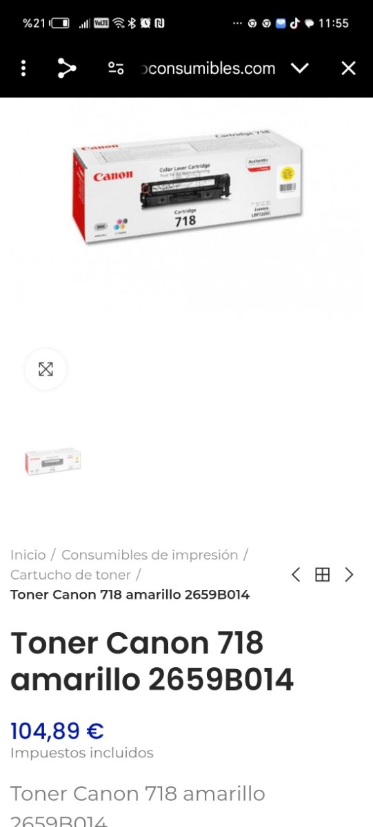 Toner Canon 718,cuatro colores