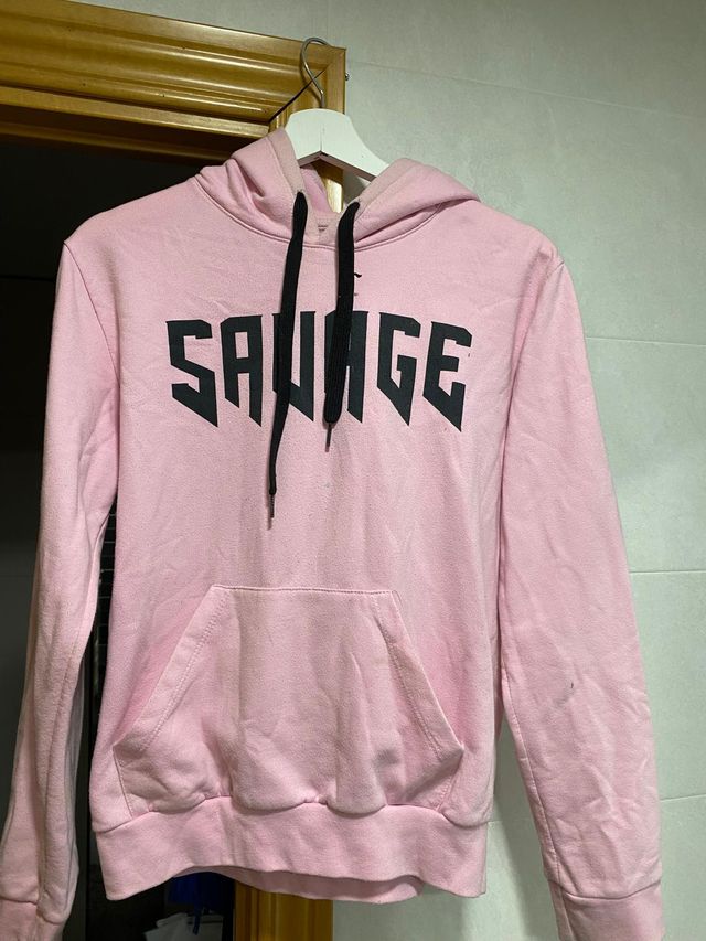 SUDADERA CON CAPUCHA ROSA SAVAGE