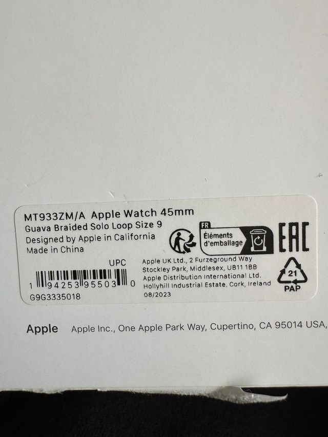 Correa Apple Watch 45mm Solo Loop Rosa Talla 9