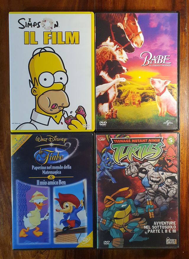 Lotto 4 DVD Simpson Babe Fiabe Disney Ninja Turtle