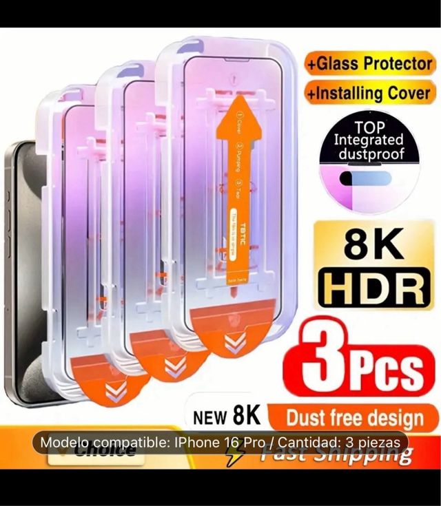 3 Cristales protectores Iphone 16