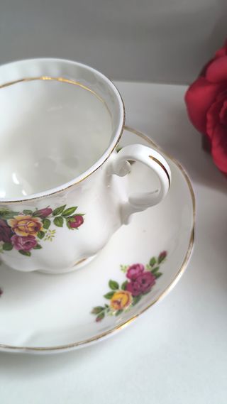 Preciosa taza y platillo porcelana inglesa