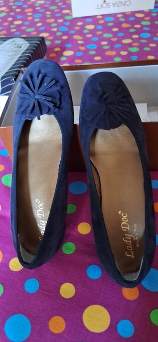 Ballerine vintage in camoscio blu Lady Doc