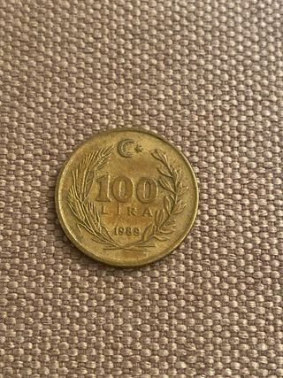 Moneta 100 lire turche 1988