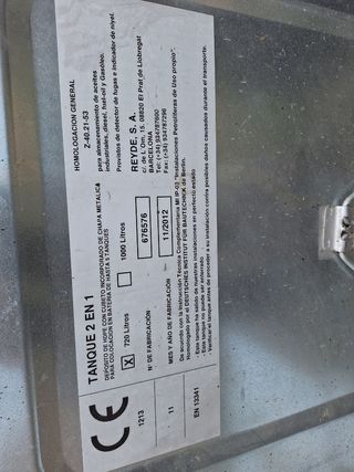 Depósito homologado de gassoill 700 l