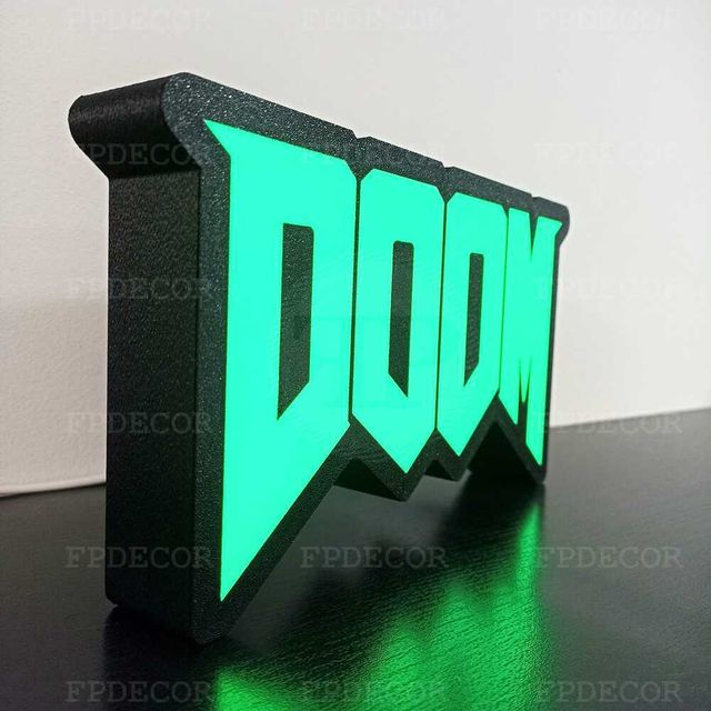DOOM com LED RGB! Caixa de luz! Decor