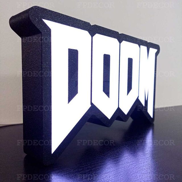 DOOM com LED RGB! Caixa de luz! Decor