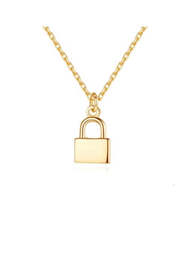 Collar LOVE Mini Candado dorado Plata Baño Oro 18k