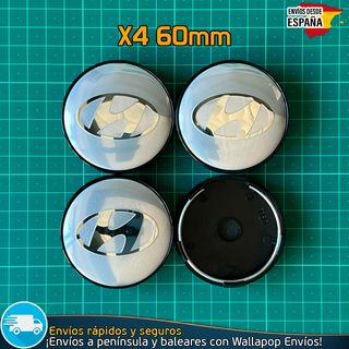 4 Tapacubos Hyundai 60mm Cubrebujes Tapas Negras