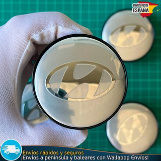 4 Tapacubos Hyundai 60mm Cubrebujes Tapas Negras