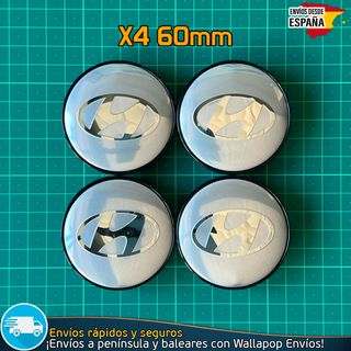 4 Tapacubos Hyundai 60mm Cubrebujes Tapas Negras
