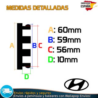 4 Tapacubos Hyundai 60mm Cubrebujes Tapas Negras