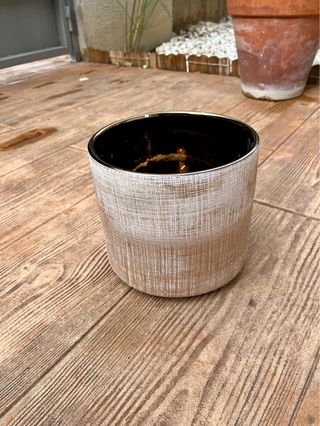 Sin abrir!! MACETA CERÁMICA GRES BRONCE