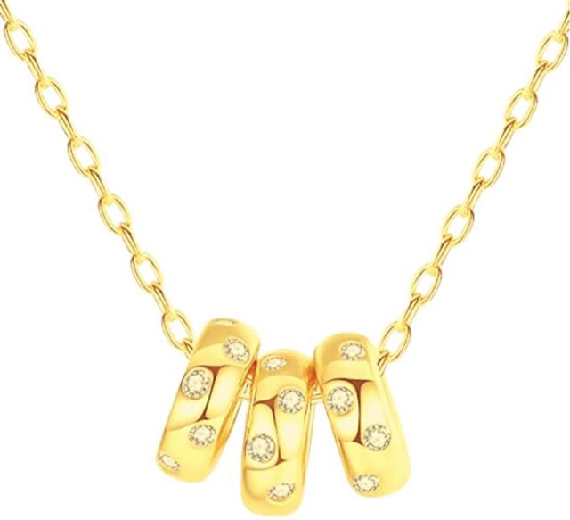 Collar Mini Anillos Eternidad Plata baño Oro 18K.