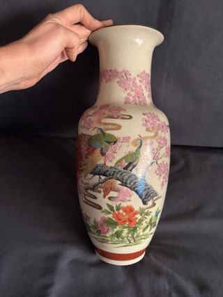 Jarron de porcelana motivos orientales