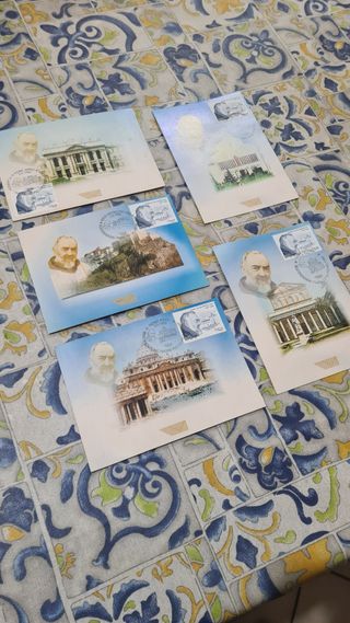 Cartoline francobolli Padre Pio vintage