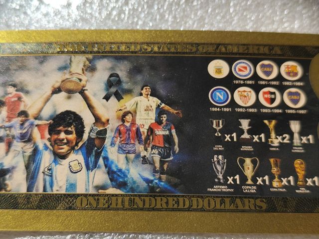 Billete Maradona 100 dólares "sin valor"