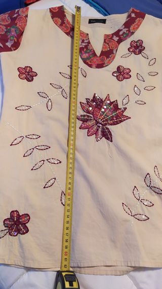 Camisa hippie manga larga bordada mujer