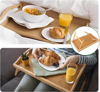 MESA PORTATIL DE BAMBÚ CON ASAS PARA CAMA O SOFA.