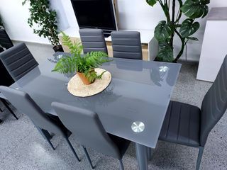 GRAN VENTA DE MESAS+ 6 SILLAS CRISTAL TEMPLADO🚛✅