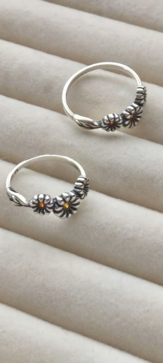 Anillo trio de margaritas plata de ley