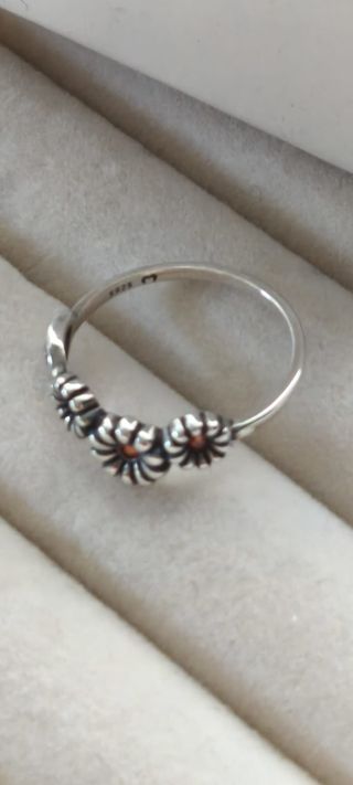 Anillo trio de margaritas plata de ley