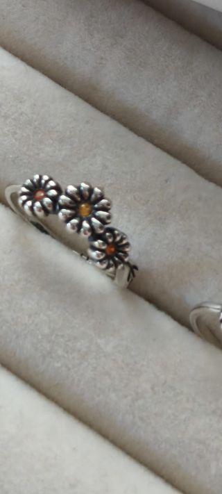 Anillo trio de margaritas plata de ley
