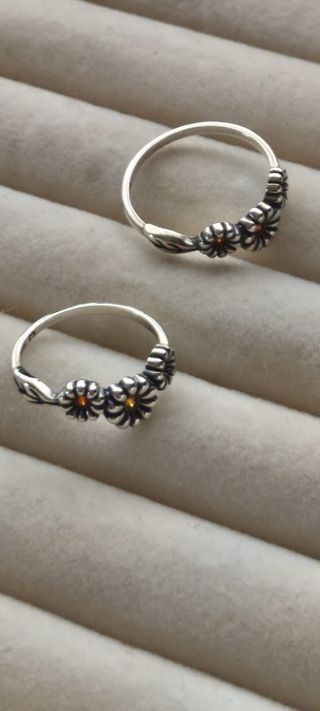 Anillo trio de margaritas plata de ley