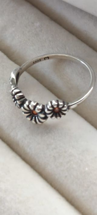 Anillo trio de margaritas plata de ley