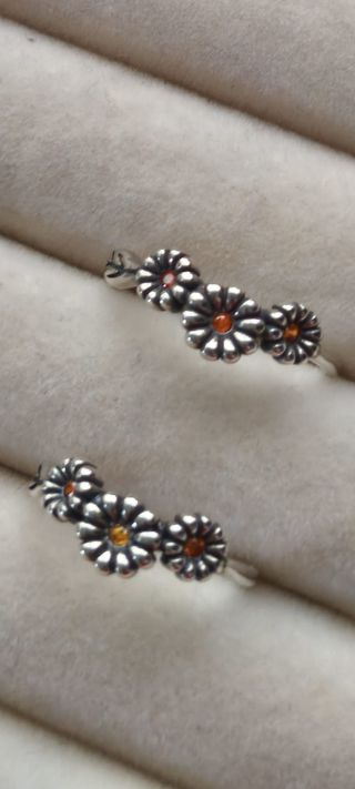 Anillo trio de margaritas plata de ley