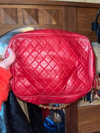 Borsa rossa vintage trapuntata classica Chanel