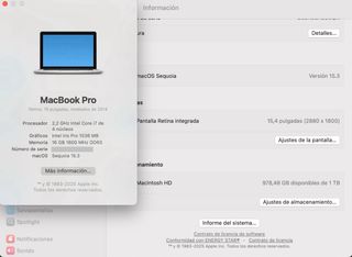 MacBook Pro 15 RETINA / i7 / 16GB / 1TB SEQUOIA