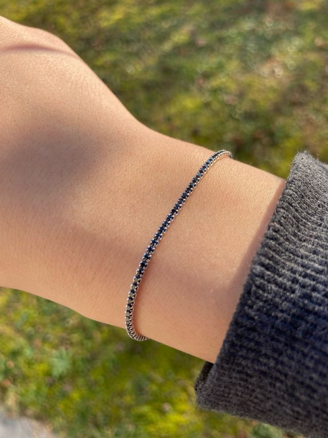 Bracciale tennis argento e zirconi neri