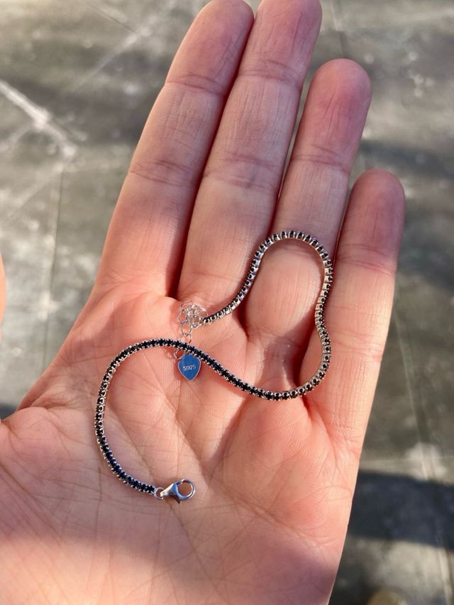 Bracciale tennis argento e zirconi neri