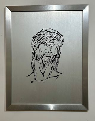 Quadro Cristo vintage acciaio diros arte 